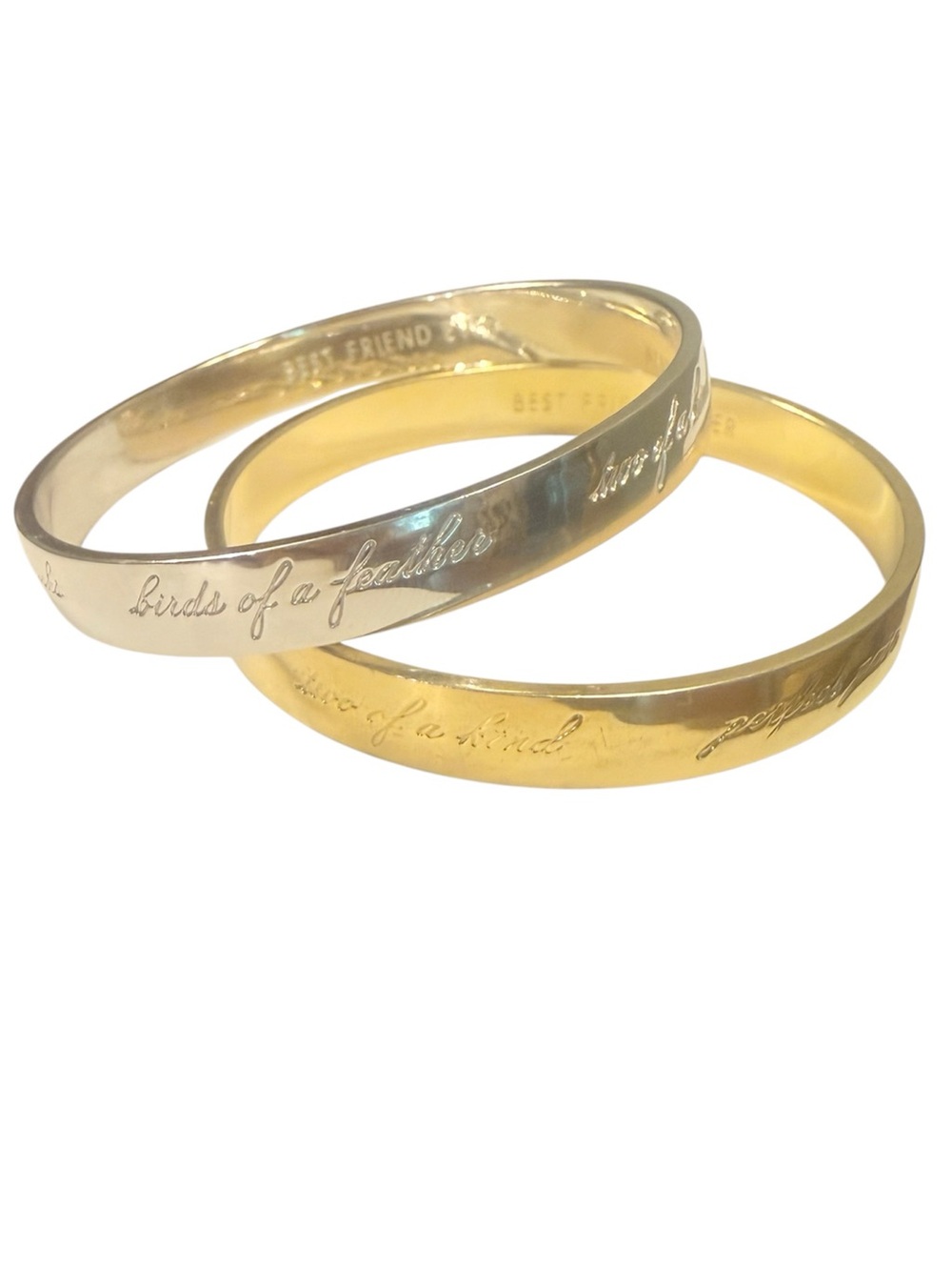 kate spade Gold and Silver Tone Engraved Best Friend Ever Bangle Set